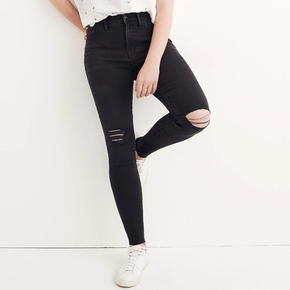 Madewell 9” High-Rise Skinny Jeans in Black Sea